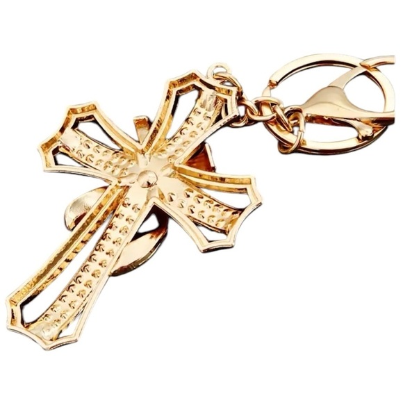 Cross Key Ring Chain, Bag Charm - Picture 2 of 8